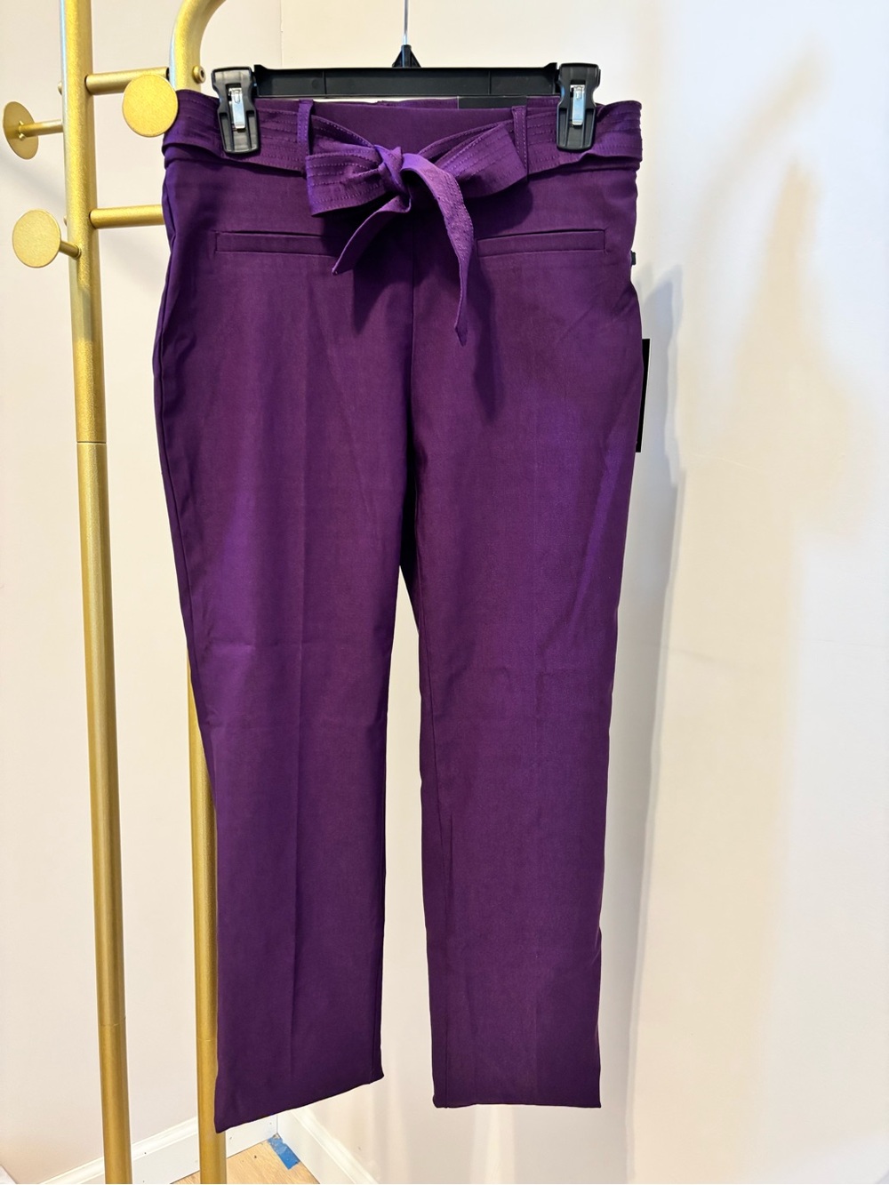 Jules & Leopold Purple Tie-Waist Straight Leg Pants